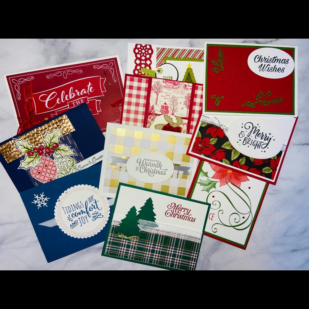 10 handmade holiday Stampin Up! cards, NEW!